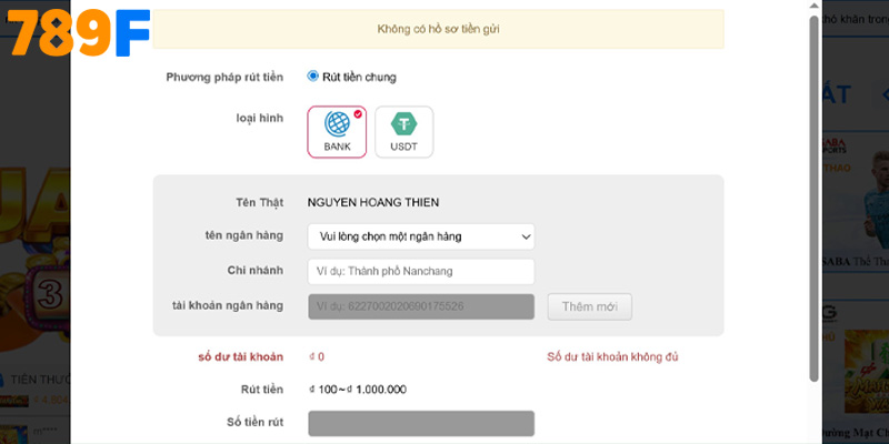 Hướng dẫn rút tiền 789f