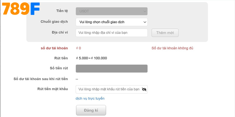 Nhập số tiền cần rút